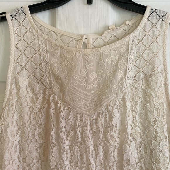 Ivory Lace Boho Dress-Vintage Inspired-Sleeveless - Picture 3 of 7